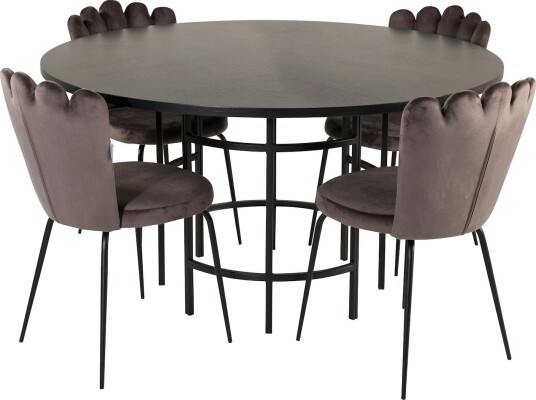 Spisegruppe furniture/fashion Copenhagen med 4 Grå Limhamn Light Stoler