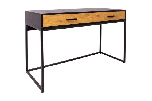 Skrivebord Limmen 120 cm med Oppbevaring 2 Skuffer Eikfarge/Svart