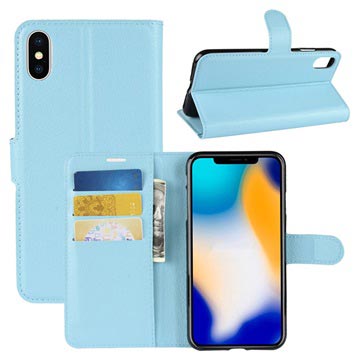 iPhone XS Max Strukturert Lommebok-deksel Lyseblå