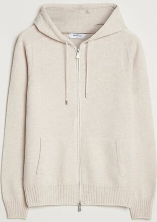 Gran Sasso Full Zip Wool Hoodie Cream