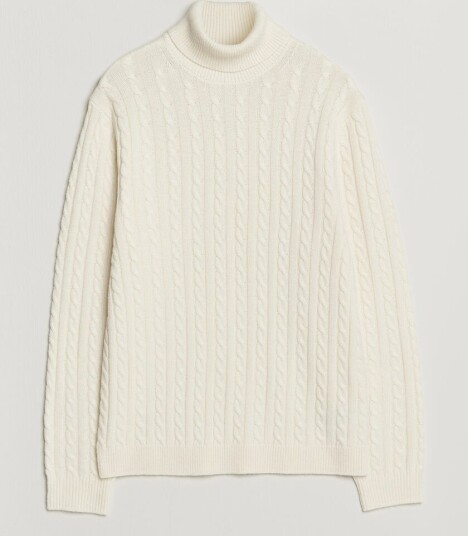 Tiger of Sweden Wilde Wool/Cashmere Cable Turtleneck Porcelain Cream Tiger of Sweden Wilde Wool/Cashmere Cable Turtleneck Porcelain Cream