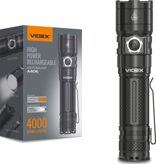 Videx LED lommelykt - bærbar, kald hvit, lysstyrke 4000, forbruk 20W - Kulør : Kald Videx LED lommelykt - bærbar, kald hvit, lysstyrke 4000, forbruk 20W - Kulør : Kald