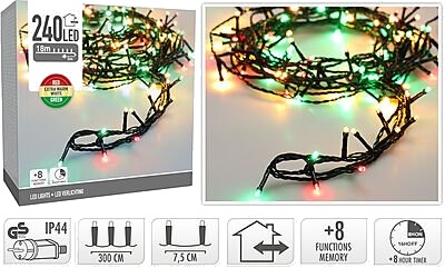 Ki Lyslenke string 240ledlys 3 farger ip44 18m