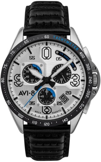 AVI 8 Herreklokke AV 4077 01 P 51 Mustang Sølvfarget/Lær Ø43 mm AVI 8 Herreklokke AV 4077 01 P 51 Mustang Sølvfarget/Lær Ø43 mm