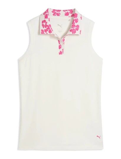 PUMA Golf W Modalon Floral Rib Sl Polo White XL