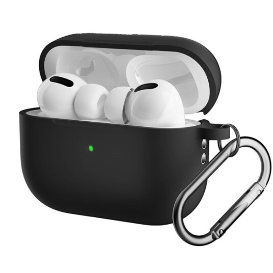 INCOVER Apple Airpods Pro 2nd Gen (2022) Silikondeksel med Karabinkrok Sort