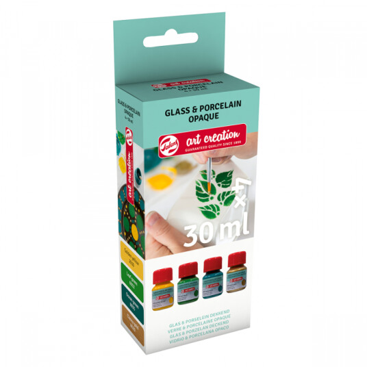 Art Creation Glass & Porselensmaling Ugjennomsiktig Set 4 x 30 ml Grønt Gull