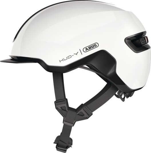 ABUS HUD-Y sykkelhjelm LED shiny white ABUS HUD-Y sykkelhjelm LED shiny white