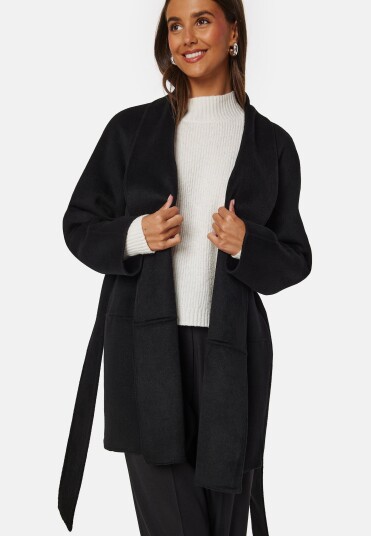 BUBBLEROOM Lilah Belted Wool Coat Black L BUBBLEROOM Lilah Belted Wool Coat Black L