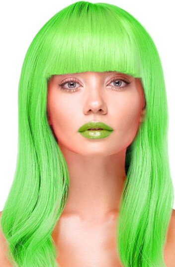 Party Wig Long Straight Hair Neon Green