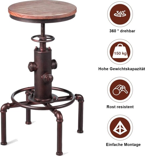 Justerbar barkrakk – naturlig tre og bronse industriell design