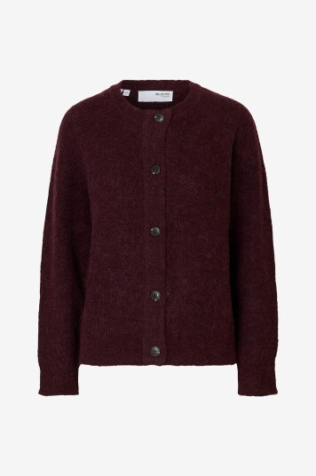 Selected Femme Kofte slfLulu LS Knit Short Cardigan Rød