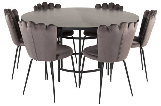 Venture Design Copenhagen & Limhamn spisegruppe Svart/grå 6 st stoler & bord 140 cm
