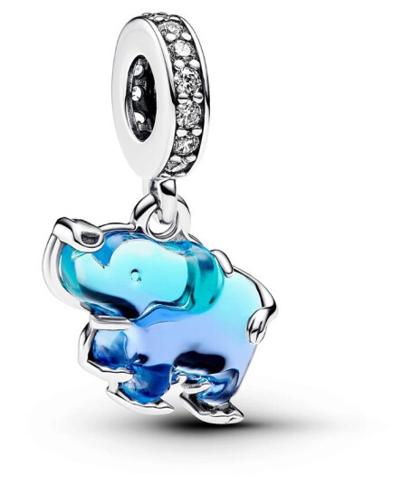 Pandora Moments Charm i 925 sølv med elefant og muranoglass