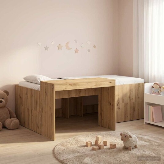Barneseng med skrivebord Artisan eik 98.5 x 200 cm