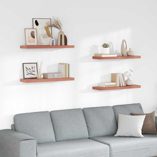 Vegghylle Veggmontert 4 pcs Rød 90 x 23,5 x 4 cm Konstruert tre