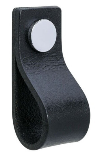 BESLAG DESIGN HÅNDTAK LOOP LÆR SVART/KROM 333123-11