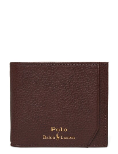 Polo Ralph Lauren Pebbled Leather Billfold Wallet Brown ONE SIZE Polo Ralph Lauren Pebbled Leather Billfold Wallet Brown ONE SIZE