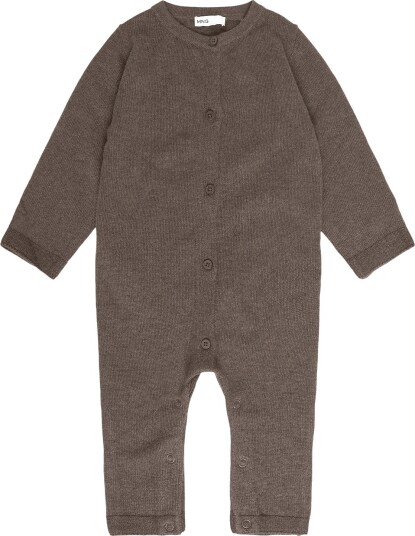 Mango Single Knit Button Up Jumpsuit DARK BROWN 62