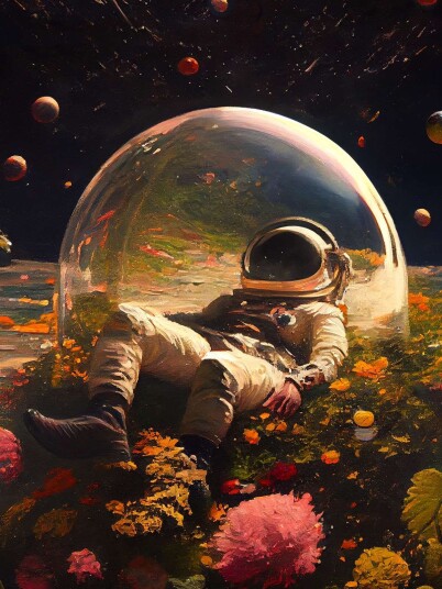 Plakat Astronaut i Blomstrende Rom