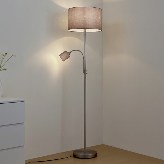 Gulvlampe Lindby Jaileen Grå Stue Stoff / Tekstil Moderne 170 Grå