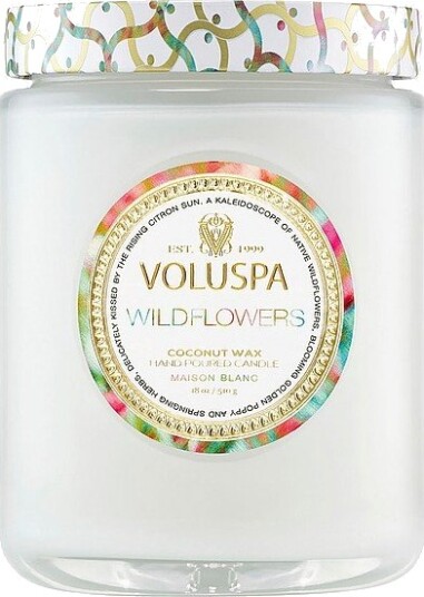 Voluspa Wildflowers Large Glass Jar Candle 100H Hvit