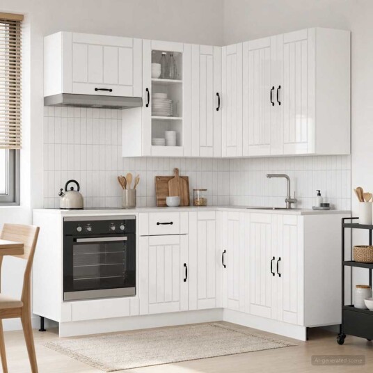vidaXL Kjøkken enhet LUCCA 8 pcs Høgglans hvit Konstruert tre