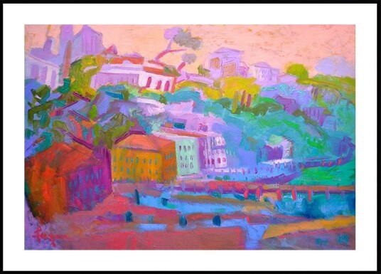 Colorful Hillside Scene Plakat / 40x50cm Colorful Hillside Scene Plakat / 40x50cm