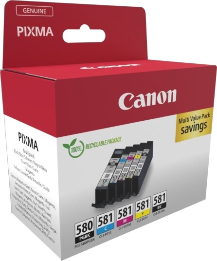 Canon 2078C007 / PGI-580/CLI-581 - Black/Blue/Cyan/Magenta/Yellow ink cartridge - Blekkpatron Svart Canon 2078C007 / PGI-580/CLI-581 - Black/Blue/Cyan/Magenta/Yellow ink cartridge - Blekkpatron Svart