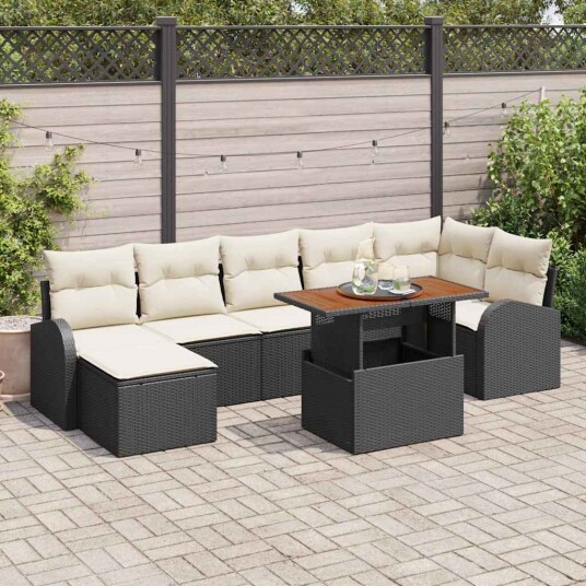 vidaXL Hagesofa Set 8 stk. Svart og krem