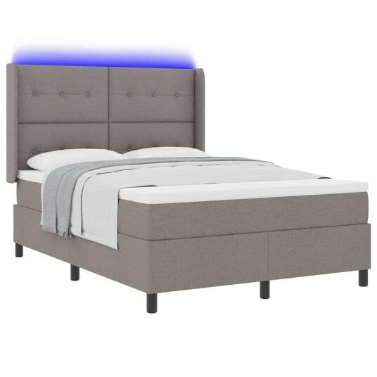 LED Box Springer Bed med madrass Gråbrun 160 x 200 cm stoff