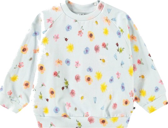 Molo Collegegenser Disk Small Blomster Baby Molo 2 år (92) Collegegenser Blå
