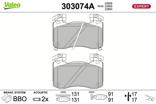 VALEO 303074A Bremseklosser