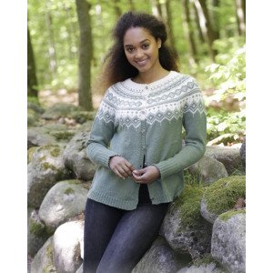 Perles du Nord Jacket by DROPS Design Jakke Strikkeoppskrift str. S  Small