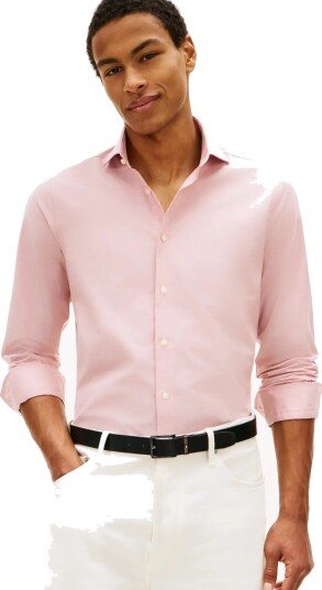 Tommy Hilfiger Dc Flex Collar Co Li Solid Shirt Pink R/39