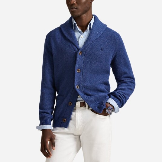 Polo Ralph Lauren Wool-Cashmere Shawl-Collar Cardigan - Blue - M Polo Ralph Lauren Wool-Cashmere Shawl-Collar Cardigan - Blue - M
