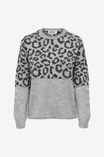 Only Genser onlJade Animal LS O neck Grå