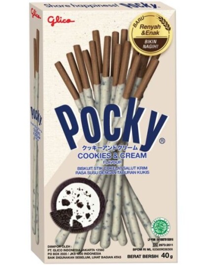 Pocky Cookies & Cream   Kjekspinner med Cookies & Cream Smak 40 gram Japan