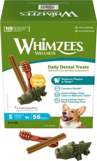 Whimzees Dental Tyggebein Varietetsboks S - Naturlige Hundegodbiter 56 stk