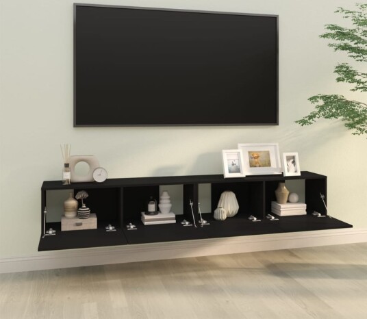 vidaXL Vegghengte TV-benker 2 stk svart 100x30x30 cm konstruert tre