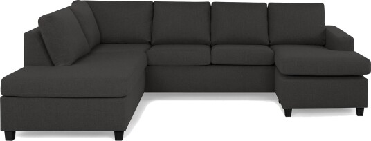 Crazy 4 seters Venstrevendt U formet Large Sofa med Divan og Sjeselong i Stoff Mørk grå
