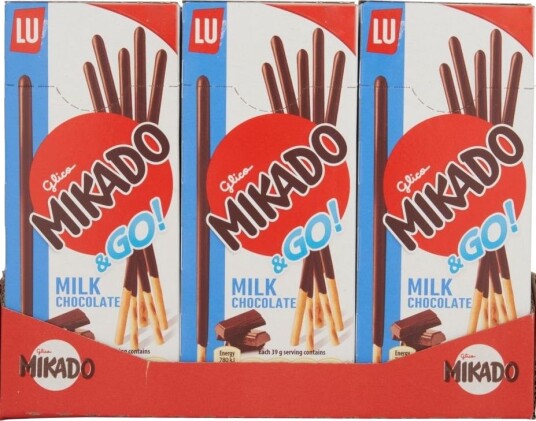 24 stk Mikado & Go Kjekspinner dekket i Melkesjokolade Hel Eske 936 gram