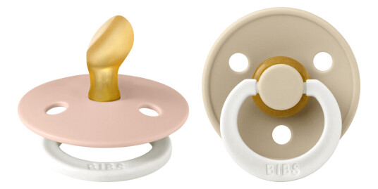 BIBS Pacifier Colour Latex Anatomical Blush Glow/Vanilla Glow Siz