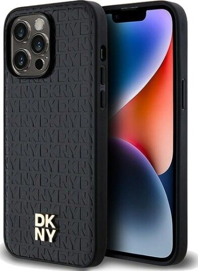DKNY MagSafe Læretui med Monogrammønster for iPhone 14 Pro Max - Svart