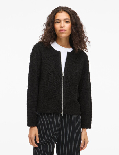 Vila Vipaza O-Neck L/S Zipper Knit Cardigan - Black - XXL Vila Vipaza O-Neck L/S Zipper Knit Cardigan - Black - XXL