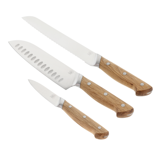 Morsø Foresta knivsett 3 deler eik stål Morsø Foresta knivsett 3 deler eik stål