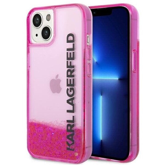 Karl Lagerfeld Liquid Glitter Hardcase til iPhone 14 Plus 6,7" Rosa Mobildeksel