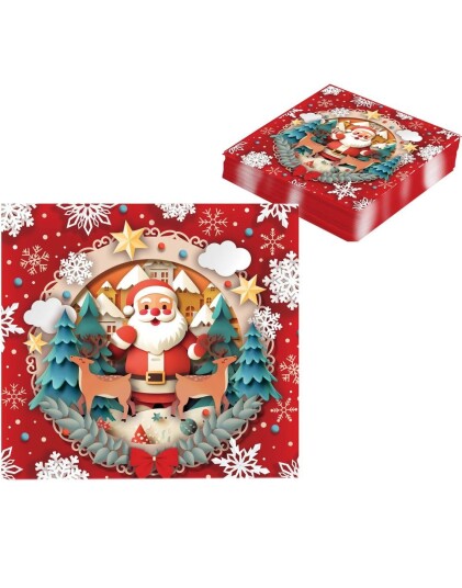 20 stk Servietter med Julenisse 33x33 cm 20 stk Servietter med Julenisse 33x33 cm