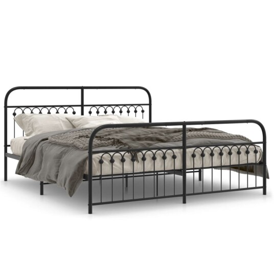  Sengeramme i metall med hode- og fotgavl svart 183x203 cm 8721102645112