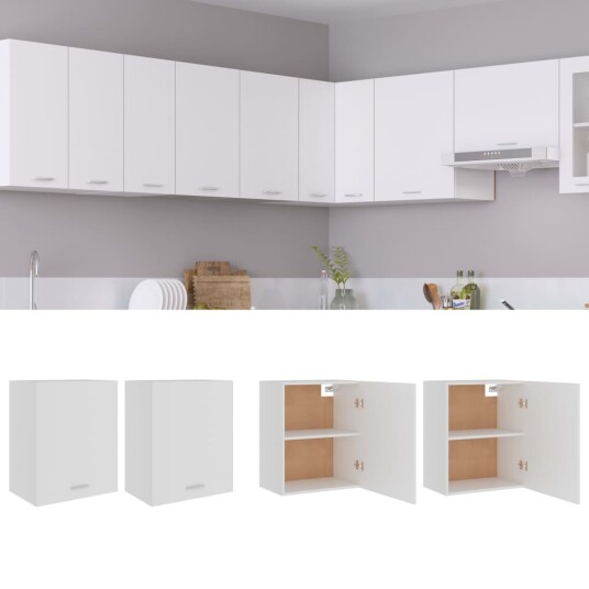 vidaXL Hengende skap 2 stk hvit 50x31x60 cm sponplate vidaXL Hengende skap 2 stk hvit 50x31x60 cm sponplate